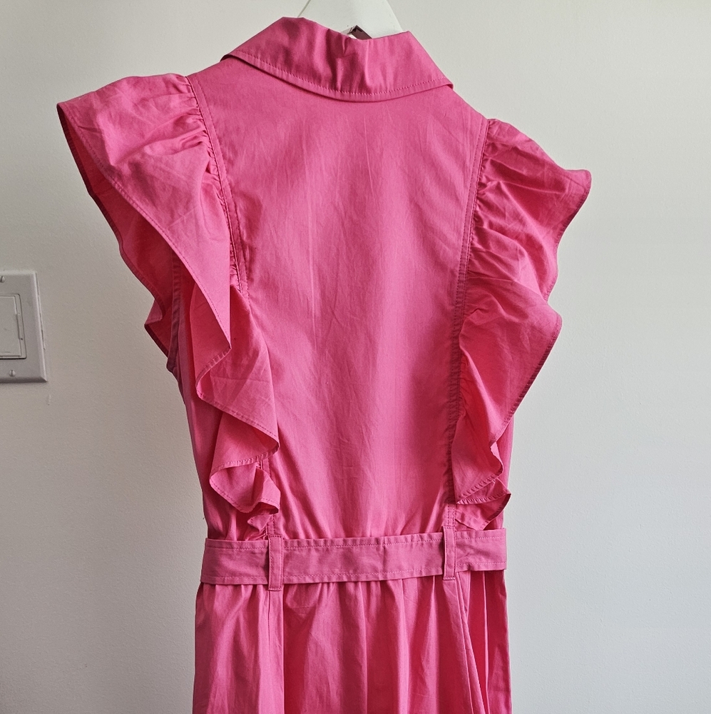 Pink Ruffled Button-Down Dress - Picture 3 of 15